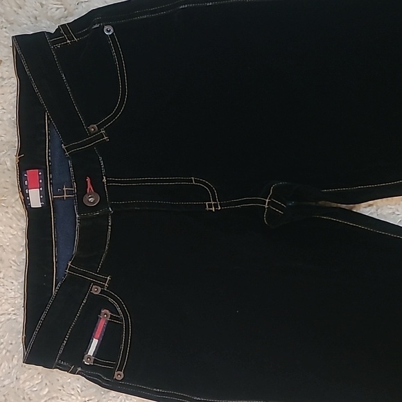 🖤 VTG Tommy Hilfiger Black Velvet Flare Jeans Y2K Bootcut Sz 7 - Picture 7 of 17